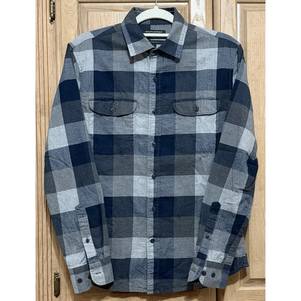 Banana Republic Ultra Soft Flannel Shirt S Untucked Slim Button Down Long Sleeve